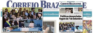 Foto na primeira página da edição de segunda-feira (8/9) do Correio Braziliense coloca deliberadamente o rosto da presidente da República, Dilma Rousseff, na mira de uma metralhadora do carro blindado do Exército Brasileiro, que desfila na parada de 7 de setembro, em Brasília; estando na capa, trata-se de uma escolha de responsabilidade dos editores do jornal