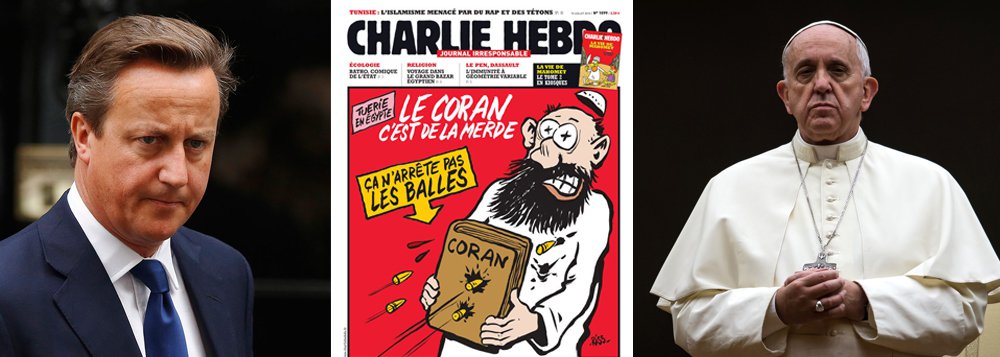 “Acho que em uma sociedade livre existe o direito de ser ofensivo com a religião dos outros”, disse o primeiro-ministro inglês, David Cameron; “Sou cristão. Se alguém diz algo ofensivo sobre Jesus, poderia considerá-lo ofensivo, mas em uma sociedade livre não tenho o direito de libertar a minha vingança sobre essa pessoa”, acrescentou; dias atrás, o papa Francisco condenou os atentados ao Charlie Hebdo, mas também repreendeu os insultos às religiões