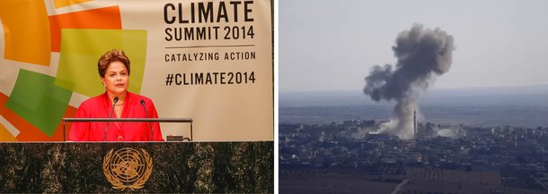 "Lamento enormemente isso", declarou a presidente sobre ataques liderados pelos Estados Unidos desde a noite desta segunda-feira para combater o grupo terrorista Estado Islâmico; segundo Dilma Rousseff, agressões militares podem colher resultados imediatos, mas trazem consequências deletérias para países e regiões no médio e longo prazos; a posição do Brasil será deixada clara na abertura da Assembleia Geral da ONU, nesta quarta-feira, quando Dilma discursará antes de Barack Obama