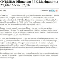 Contudo, os números dessa pesquisa ainda não são tão bons para Dilma quanto dizem que são os do Vox Populi, que, por alguma razão misteriosa, deixaram de ser apresentados pelo Jornal da Record