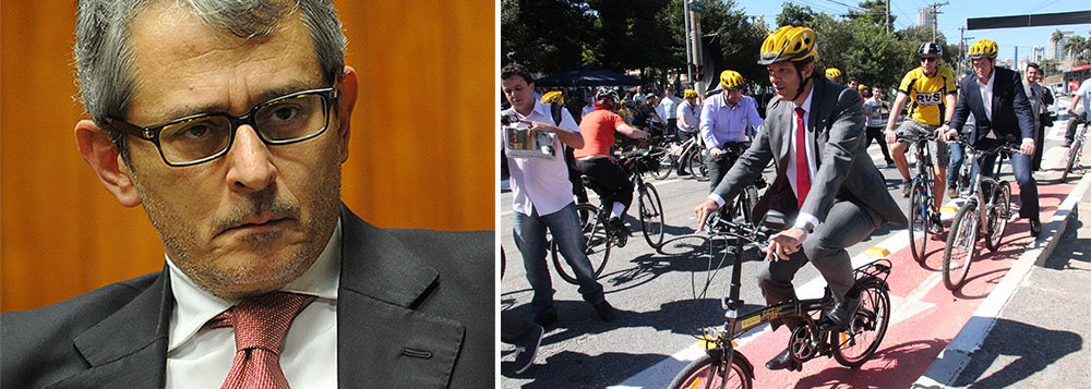 Jornal de Otavio Frias saúda pesquisa Datafolha que aponta maioria expressiva dos paulistanos em defesa da expansão de vias exclusivas para ciclista, iniciativa do prefeito de São Paulo, Fernando Haddad (PT): “Ainda bem. Trata-se, não por acaso, de tendência nas principais metrópoles do mundo”