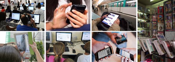 Oitenta e seis milhões de brasileiros acima de 10 anos de idade acessaram a internet em 2013, num ganho de 2,5 milhões de usuários sobre 2012; é o que aponta o Pnad 2014, do IBGE, mais completa fotografia dos hábitos nacionais; percentual de  domicílios com internet atinge maioria, com 50,1%, ou mais de 32,2 milhões de endereços; trabalho, negócios, informação, lazer e comodidade se cruzam na rede a partir de computadores de mesa, notebooks, tablets e celulares; comunicação interativa; vantagens competitivas da internet aprofundam crise na mídia de papel