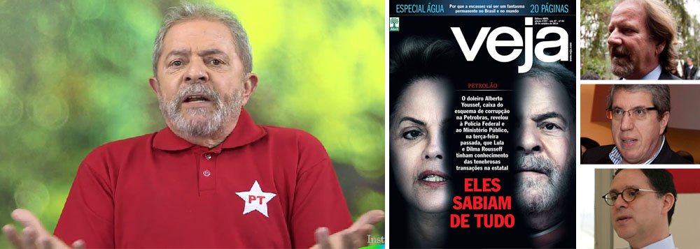Em vídeo divulgado nesta quinta-feira 30, ex-presidente Lula fez uma análise, um desabafo e uma crítica contundente à revista Veja; "Essa revista odeia o PT, odeia os governos do PT, nós temos de entender isso e não ter azia por causa disso", assinalou Lula; "Se você olha a revista Veja achando que ela é uma revista de informação, você fica nervoso pelo monte de mentiras que tem nela. Mas se você olha para ela como um panfleto da campanha do Aécio Neves, ai você entende", disse; ele próprio deu sua posição: "Faz muito tempo que eu não leio a revista Veja"; sob risco de ser condenada por crime eleitoral e ter de conceder novo direito de resposta ao PT, publicação de Gianca Civita, dirigida por Fábio Barbosa e Eurípedes Alcântara, está em apuros