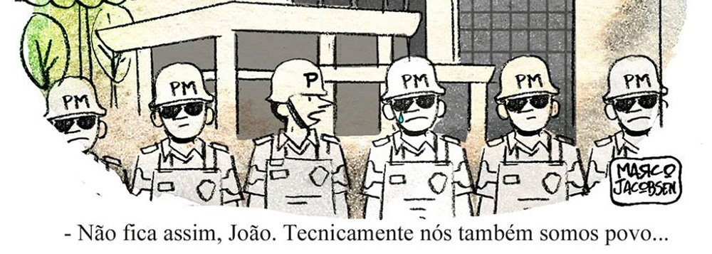 Arte de Marco Jacobsen ilustra o cerco militar do governador Beto Richa à Assembleia Legislativa do Paraná, onde servidores e policiais entraram em conflito em meio a protestos contra mudanças no custeio do Regime Próprio da Previdência Social dos servidores estaduais – a ParanaPrevidência