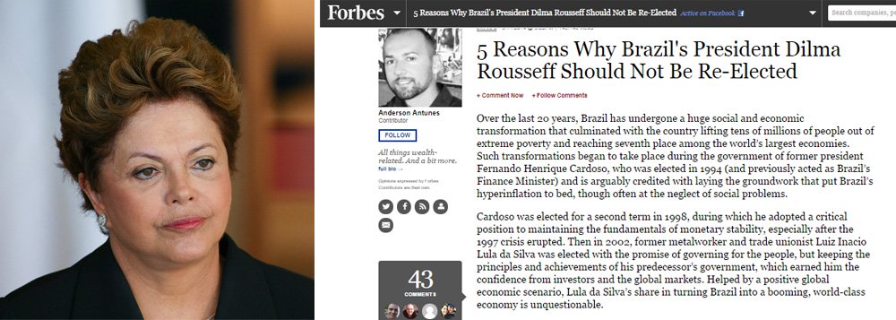 Partido da presidente diz que revista americana, que publicou cinco motivos para os brasileiros não reelegeram Dilma Rousseff, citou dados incorretos e rebate todas as colocações, afirmando, entre outras coisas, que o Brasil está crescendo