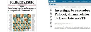 Eduardo Guimarães, do Blog da Cidadania, contesta manchete da Folha, que tenta criminalizar a campanha da presidente Dilma Rousseff, em 2010; segundo informou o ministro Teori Zavascki, investigação atinge apenas o ex-ministro Antonio Palocci, conforme registrou o Estado de S. Paulo; "Não chegaremos ao exagero de dizer que o jornalismo do Estadão é menos salafrário do que o da Folha, ou menos partidarizado. O Estadão, porém, apesar de todas as mentiras e distorções dos fatos que pública, parece ter um limite para sua falta de vergonha", diz ele