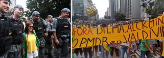 Jornalista Paulo Nogueira cita contraste do Datafolha e da PM sobre o número de participantes da manifestação na Paulista: “PM de São Paulo, que costuma fazer a estimativa, tem-se comportado como um partido político. Seus números são ideológicos, e não concretos”; além disso, contesta o conceito de democracia dos participantes do ato, com mensagens em defesa do golpe militar e com imagem em que Dilma aparece enforcada