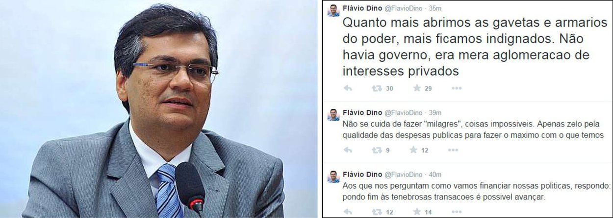 "Quanto mais abrimos as gavetas e armários do poder, mais ficamos indignados. Não havia governo, era mera aglomeração de interesses privados", disparou o governador do Maranhão, pelo Twitter; segundo Flávio Dino (PCdoB), só existe uma maneira para garantir a implementação de políticas públicas no Estado; "Aos que nos perguntam como vamos financiar nossas políticas, respondo: pondo fim às tenebrosas transações é possível avançar"
