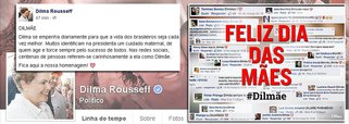 Em seu perfil no Facebook, a presidente agradeceu à mãe, Dilma Jane Rousseff, e afirmou: "Também quero abrir meu coração de mãe (de Paula) e avó (de Gabriel) para desejar um Feliz Dia das Mães a todas as mulheres do País"