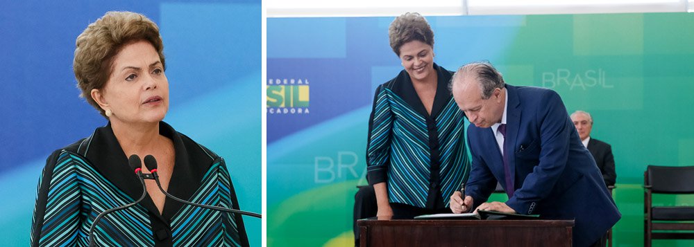 Na posse do ministro da Educação, Renato Janine Ribeiro, presidente enfatizou que o petróleo do pré-sal será a principal fonte de financiamento da Educação; "Os recursos dos royalties do pré-sal vão viabilizar uma revolução na educação brasileira. O pré-sal não é promessa, é realidade. Hoje, já são extraídos 669 mil barris de óleo por dia dos campos do pré-sal", disse; discurso vem num momento em que oposicionistas, como o senador José Serra (PSDB-SP), tentam diminuir o poder da Petrobras na exploração do pré-sal por meio de um projeto de lei; "Interessa a todo povo o que está em jogo nessa luta em defesa da Petrobras e do pré-sal, é nossa soberania e futuro da educação", ressaltou Dilma Rousseff