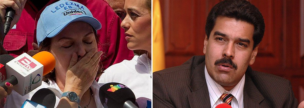 "Maduro está aterrorizado, em pânico com a oposição. Ele sabe que todos os dias há mais adversários", disse Mitzy Ledezma; seu marido, Antonio Ledezma, de 59 anos, foi capturado por agentes da inteligência em seu escritório na quinta-feira e acusado no dia seguinte por "conspirar" contra o governo socialista do presidente Nicolas Maduro