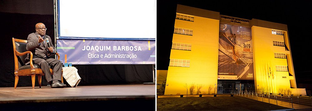 Quem arcou com as despesas foi a Câmara de Vereadores de Itajaí, que delegou a contratação de Barbosa a terceiros; Barbosa exigiu sigilo do valor cobrado pela palestra e a liberdade de deixar de responder a perguntas consideradas “inadequadas”