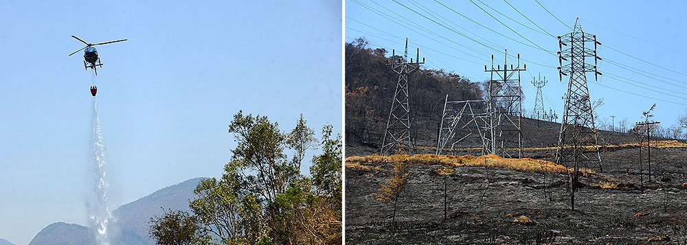 A área atingida pelo fogo no Parque Nacional da Serra dos Órgãos (Parnaso), na região serrana do Rio, mais do que dobrou neste fim de semana; a ministra do Meio Ambiente, Izabella Teixeira, que sobrevoou o local, havia estimado 700 hectares queimados; mas as chamas já haviam consumido 1.550 hectares, segundo o Instituto Chico Mendes de Conservação da Biodiversidade (ICMBio), vinculado ao Ministério do Meio Ambiente