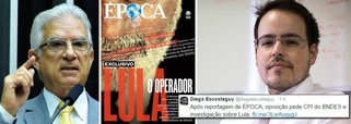Reportagem da revista Época que faz lobby pelo grupo chinês Ghezouba e condena financiamentos do BNDES a construtoras brasileiras no exterior, rotulando ainda o ex-presidente Lula como "operador" em razão de uma denúncia aberta há apenas uma semana, não mereceu repercussão nem no Jornal Nacional, mas serviu para uma tabelinha com a oposição; neste sábado, o deputado Rubens Bueno (PPS/PR) anunciou a intenção de criar uma CPI no Congresso para apurar o suposto tráfico de influência de Lula no exterior; notícia foi anunciada pelo jornalista Diego Escosteguy, de Época, em seu Twitter