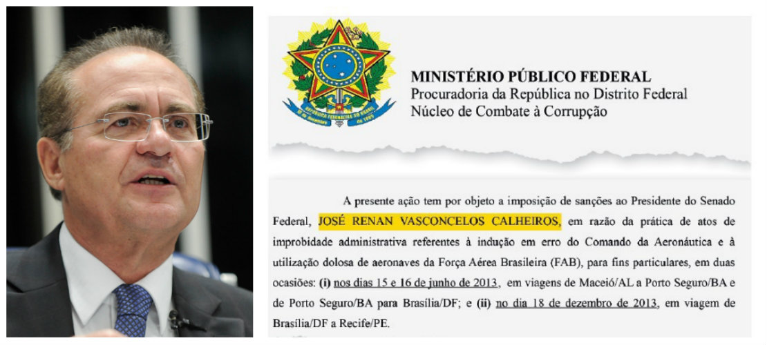 Com o senador Renan Calheiros (PMDB-AL) favorito para comandar o Senado e o Congresso Nacional mais uma vez, Ministério Público divulga ação em que pede sua cassação em razão do uso indevido do jatinho da FAB, em 2013; à época, senador devolveu os recursos; dobradinha entre o MP e a revista Época se repete mais uma vez; parceria utilizada dois anos atrás, no entanto, não impediu que o senador voltasse ao comando do Congresso dois anos atrás
