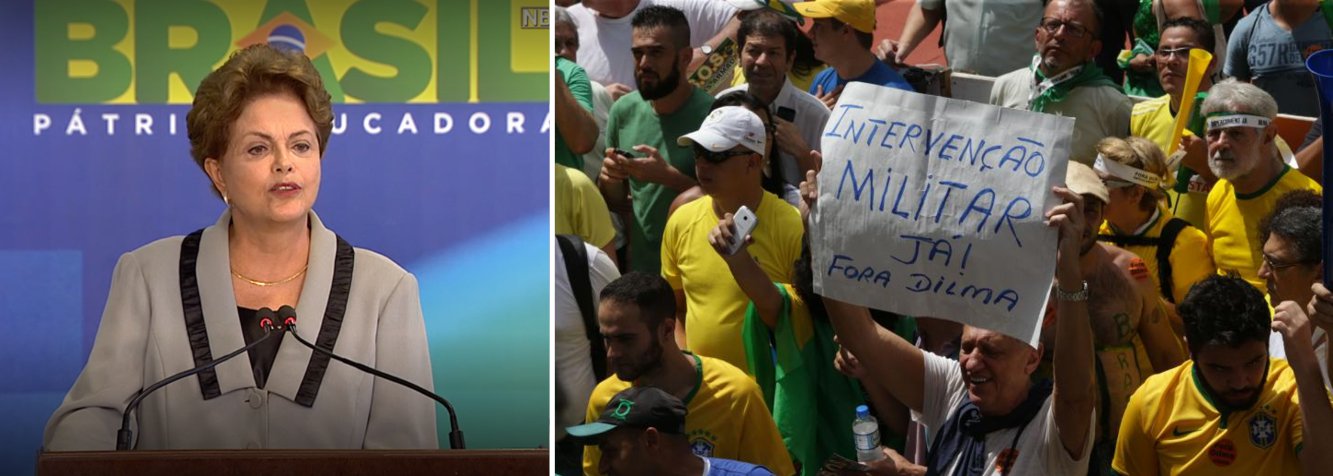 Presidente defendeu, em pronunciamento, as manifestações realizadas neste domingo e afirmou que "valeu lutar pela liberdade"; "Presto homenagem a todos os que lutaram contra o regime de exceção e pela democracia e pelo restabelecimento das liberdades democráticas", disse Dilma, acrescentando que teve a "honra de participar da resistência à ditadura"; segundo ela, "nunca mais no Brasil vamos ver pessoas que, ao manifestarem sua opinião, seja contra até a presidenta, possam sofrer consequências" no País; em entrevista coletiva, ela também defendeu os ajustes econômicos e repudiou "aqueles que acreditam no quanto pior, melhor"; "Criamos empregos enquanto lá fora havia 60 milhões de desempregados"; Dilma anunciará ainda essa semana novas medidas contra a corrupção