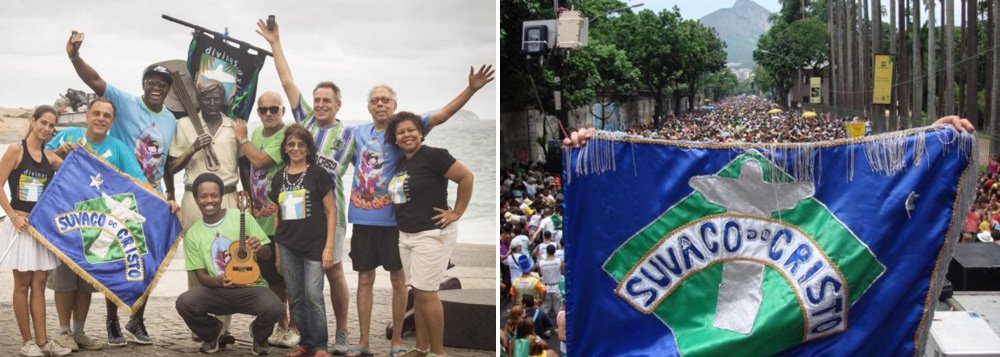 O nome do bloco foi inspirado em uma frase de um ilustre morador, o compositor Tom Jobim, que costumava dizer que em sua casa tudo mofava, porque ele estava no “suvaco do Cristo”. O ponto de encontro permanece o mesmo desde a criação, em 1985: o Bar Joia, na esquina das ruas Jardim Botânico e Faro