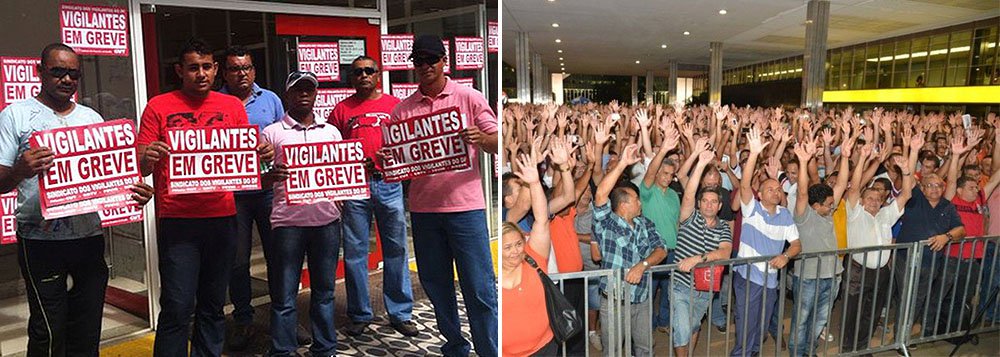 Os vigilantes do Distrito Federal rejeitaram em assembleia a proposta de reajuste de 7,5% nos salários e de R$ 27 de tíquete; os trabalhadores reivindicam aumento salarial de 15%, tíquete-alimentação diário de R$ 30, e plano de saúde de R$ 150; o salário-base atual de um vigilante é de R$ 1.573
 