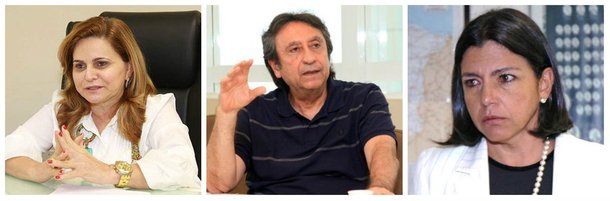 Ex-procuradora-geral de Justiça do Maranhão, Maria de Fátima Rodrigues Travassos Cordeiro (à esq.) é ré em ação de improbidade administrativa acusada de ter livrado de um processo Ricardo Murad (no meio), cunhado da ex-governadora Roseana Sarney; segundo o MP-MA, o favorecimento ao político ocorreu em 2011, quando ele, junto com outros réus, respondia a um processo acusado de formação de quadrilha e fraude em licitações; o MP quer que ela seja condenada à perda de função pública, suspensão dos direitos políticos, pagamento de multa e proibição de contratar com o governo