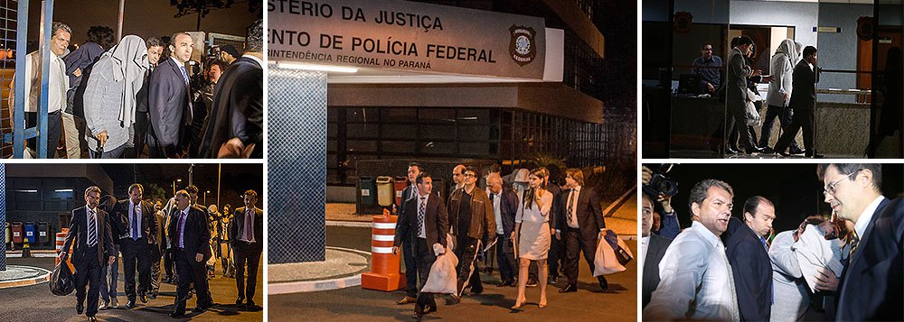 Pelo menos seis  presos na Operação Lava Jato, da Polícia Federal, deixaram a carceragem da Superintendência da Policia Federal, em Curitiba, no fim da noite, após decisão da Justiça Federal que concedeu liberdade a 11 dos investigados na sétima fase da Operação Lava Jato; eles deixaram o local os rostos cobertos e seguiram nos carros de seus advogados