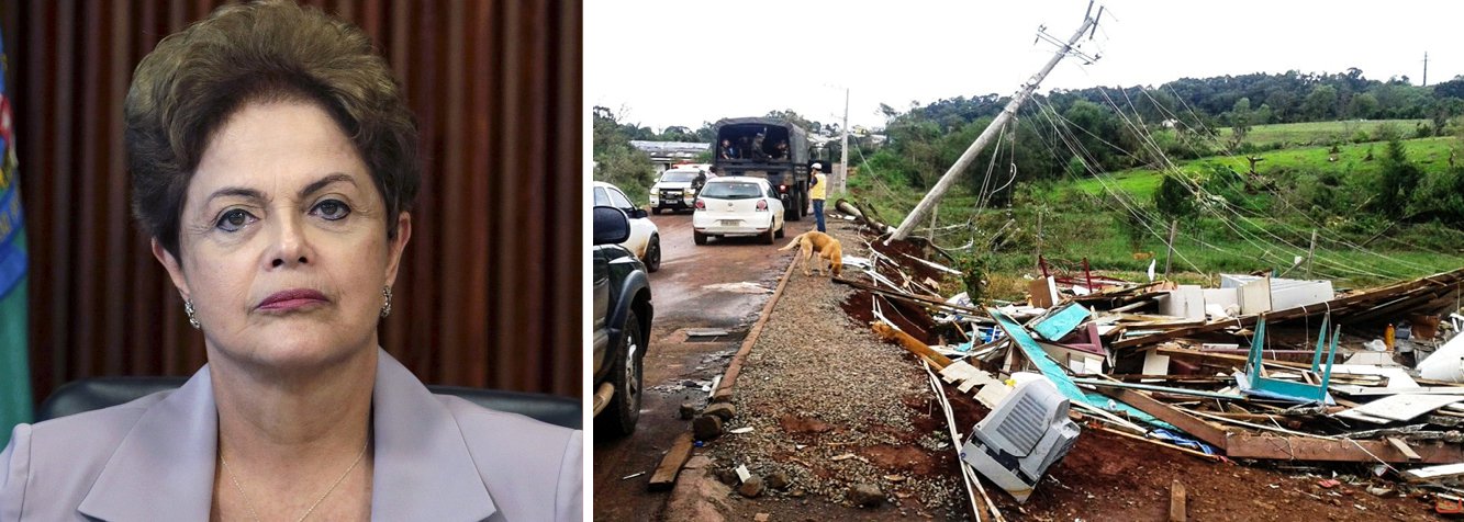 Presidente publica texto em que detalha as ações do governo para ajudar a população de Xanxerê, município devastado por um tornado na segunda-feira 20; "Homens do Exército foram deslocados para ajudar na remoção de escombros e na limpeza da cidade após articulação do Ministério da Integração Nacional. Já o Ministério do Trabalho e Emprego garantiu a liberação do FGTS às famílias que foram vítimas do desastre", informa