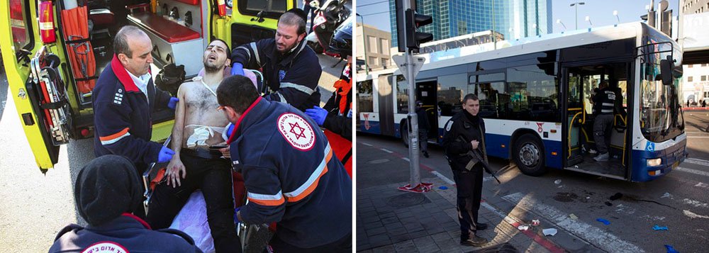 Armado com uma faca, homem atacou passageiros em um ônibus, antes de ser baleado por um agente prisional que passava pelo local, disse a polícia israelense; porta-voz Luba Samri descreveu o atacante como “um terrorista”; cinco pessoas estão em estado moderado a grave, enquanto quatro ficaram levemente feridas