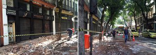 Um beiral desabou na manhã desta terça-feira (24) na Rua da Carioca, Centro do Rio; segundo o Corpo de Bombeiros do quartel Central, Mariana Barbosa, de 33 anos, foi atendida e liberada