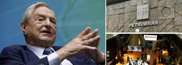Megainvestidor vai na contramão de grandes fundos dos Estados Unidos, que reduziram suas apostas em papéis da Petrobras nos últimos meses, e dobra quantidade de ações da estatal do petróleo em sua carteira; George Soros, conhecido por suas apostas ousadas no mercado, fechou o último trimestre com 5,1 milhões de ações e opções de compras da companhia, contra 2,4 milhões que tinha no período anterior pelo fundo Soros Fund Management; coleção de notícias negativas sobre a empresa, como denúncias de corrupção e adiamento da divulgação de balanço, fez com que ações sofressem perdas históricas nos últimos pregões