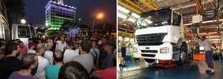 Metalúrgicos da Mercedes-Benz em São Bernardo do Campo, no ABC Paulista, fazem uma paralisação de 24 horas, em protesto contra a demissão de 244 funcionários, segundo o Sindicato dos Metalúrgicos do ABC; a empresa confirma que houve demissões, mas não cita números; ontem, os empregados da Volkswagen, no mesmo município, cruzaram os braços contra 800 demissões