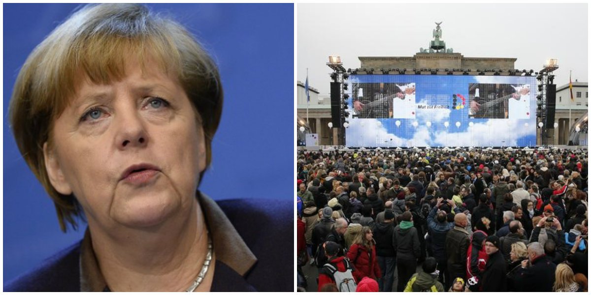"A queda do muro de Berlim mostrou que sonhos podem se tornar realidade e que nada tem que permanecer como está, não importa o quão alto os obstáculos podem parecer ser", disse a chanceler alemã Angela Merkel neste domingo; para ela, a queda do muro, 25 anos atrás, deveria inspirar as pessoas dominadas pela tirania