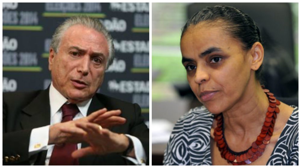 Vice presidente da República e candidato à reeleição na chapa de Dilma Rousseff, Michel Teme criticou a ideia de governar com as pessoas e não com os partidos, como Marina ressalta, chamou o PMDB de sigla da governabilidade e ainda afirmou que é difícil governar o Brasil sem o apoio da legenda; ao comentar a necessidade de mudanças em um eventual segundo mandato de Dilma, defendeu ainda uma revisão do pacto federativo