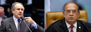 Um grupo de senadores vai começar a pressionar o ministro Gilmar Mendes, para que libere a ação sobre financiamento de campanha, que ele já segura por mais de um ano, a fim de que a Corte possa concluir o julgamento sobre a questão; a discussão sobre a proibição de doações empresariais para candidatos foi suspensa por um pedido de vista de Mendes, quando o placar anotava seis ministros a favor da medida e um contra; ainda faltam os votos de quatro magistrados; o senador Cristovam Buarque (PDT/DF) pediu uma audiência com o ministro no próximo dia 29 para conversar sobre o assunto; Randolfe Rodrigues (PSOL/AP), devem acompanha-lo