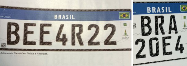 Placas terão fundo branco, quatro letras e três números; objetivo é facilitar a visualização e leitura das placas pelas fiscalizações eletrônicas, além de dificultar, com a ajuda de alguns dispositivos de segurança, eventuais clonagens