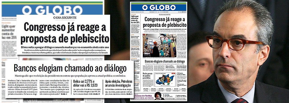 Em editorial, o jornal de João Roberto Marinho afirma que resultado das eleições à Presidência deixa “evidente que o país que produz e paga impostos — pesados, ressalte-se — deseja o PT longe do Planalto, enquanto aquele Brasil cuja população se beneficia dos lautos programas sociais — não só o Bolsa Família —, financiados pelos impostos, não quer mudanças em Brasília, por óbvias razões”