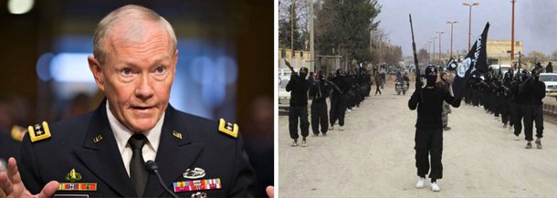 Chefe do Estado Maior das Forças Armadas dos Estados Unidos, general Martin Dempsey, disse que é necessária uma força rebelde síria composta de 12 mil a 15 mil homens para derrotar os combatentes do Estado Islâmico no leste da Síria; número é três vezes maior do que os 5 mil recrutas que devem ser treinados por instrutores norte-americanos; Dempsey afirma que a formação de uma força rebelde viável no local será essencial para expulsar o grupo radical do território sírio, o que exigirá tempo e paciência