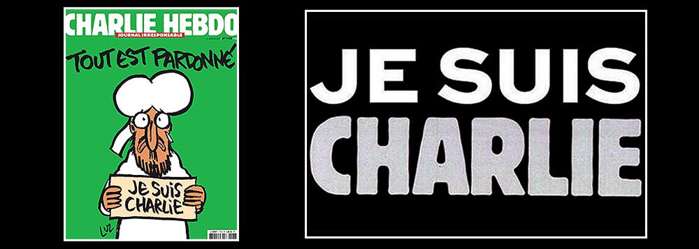 Primeira capa veiculada após o atentado terrorista ao jornal francês, que matou 12 pessoas, traz um Maomé chorando e segurando um cartaz com a frase 'Je Suis Charlie' (Eu Sou Charlie) e o título: "Tout est pardonné" (Tudo está perdoado); material será vendido pela distribuidora Dinap e o preço previsto é de R$ 29,90