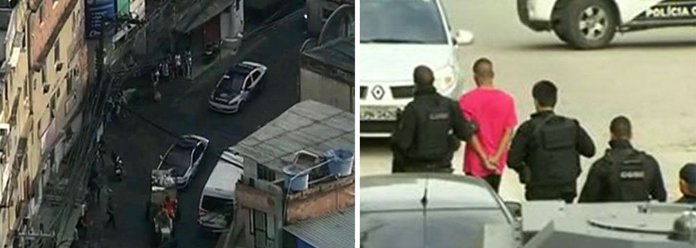 Policiais civis prenderam seis pessoas, durante operação para combater a venda de drogas na comunidade da Rocinha, na zona sul do Rio; a operação visava a cumprir 51 mandados de prisão expedidos pela Justiça; além dos seis presos, foram cumpridos mandados de 14 pessoas que já estavam presas