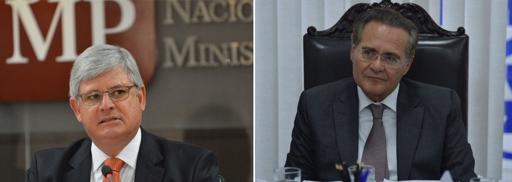 Presidente do Senado, Renan Calheiros (PMDB-AL) articula a criação de uma CPI do Ministério Público Federal (MPF), que pediu a inclusão do parlamentar no rol de investigados na Operação Lava Jato; entre os focos das investigações estariam os encontros entre o procurador-geral da República, Rodrigo Janot (à esq.), e o ministro José Eduardo Cardozo (Justiça), dias antes de a lista ser enviada ao STF; mas o próprio PMDB estaria resistente quanto à instalação da comissão devido à situação delicada vivida pelo senador e por encontros de Janot com vice-presidente da República, Michel Temer, presidente da legenda
