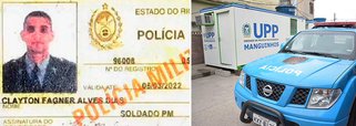 O soldado da UPP de Manguinhos Clayton Fagner Alves Dias que foi baleado 20 vezes nas costas na Ilha do Governador, no Rio; ele não resistiu aos ferimentos e morreu nesta quarta-feira (29); o PM foi levado para o Hospital da Força Aérea Brasileira (FAB) e chegou a ser submetido à cirurgia; a morte foi confirmada pela assessoria de imprensa da FAB; só no ano passado, mais de 100 PMs foram mortos no Rio