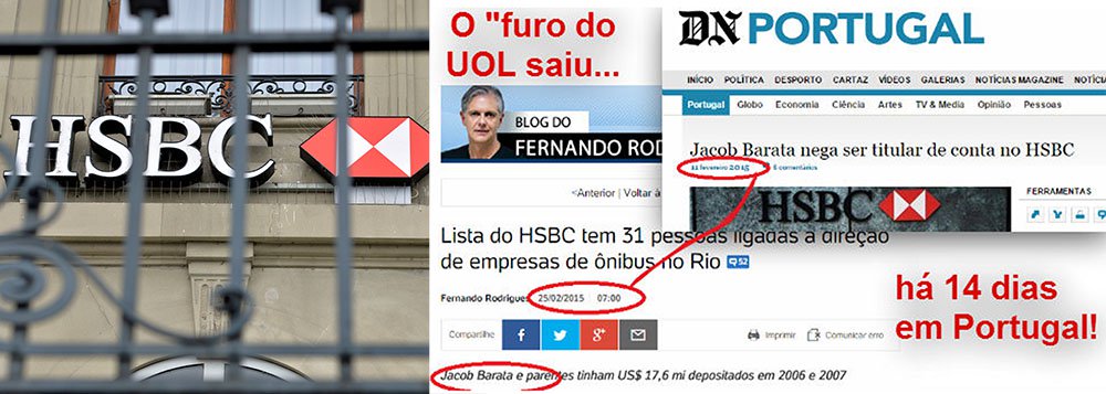 Fernando Brito questiona o porquê do jornalista Fernando Rodrigues ter revelado apenas o nome do empresário de ônibus Jacob Barata no caso Swissleaks e não de outros: ‘Será o sr. Rodrigues capaz de dizer que não há concessionários da mídia no “listão da evasão”? Ou será que Rodrigues publicou o “furo de reportagem” porque, há duas semanas, o Diário de Notícias, de Portugal, já tinha publicado a informação’