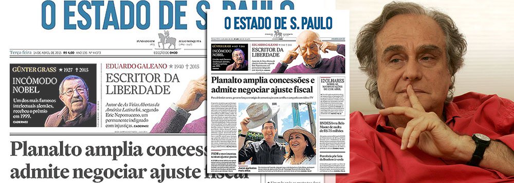 O grupo Estado de S. Paulo anunciou, nesta terça-feira 14, que a coluna de Arnaldo Jabor não será mais publicada; é mais uma medida de ajuste no grupo que, há duas semanas, iniciou um corte de mais de 100 profissionais; Jabor se notabilizou por colunas em que destilava ódio aos governos Lula, Dilma e à esquerda; no último dia 6, o jornal anunciou demissões que atingiram 125 funcionários, em todas as redações da empresa; entre os demitidos estavam o repórter especial Lourival Sant'Anna, o repórter de cultura Jotabê Medeiros e os de política Fábio Brandt e Roldão Arruda; na Folha de S. Paulo, o corte foi de 50 jornalistas