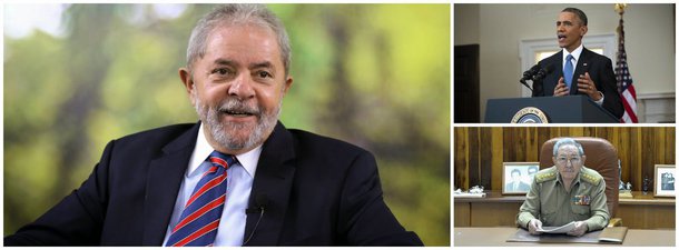 Ex-presidente Lula divulga vídeo em que defende o reatamento das relações diplomáticas entre EUA e Cuba e diz que espera agora pelo fim do embargo; "Não havia mais nenhuma razão, não existia mais explicação econômica, política, não existia mais nada. Era apenas uma coisa chamada picuinha", disse; segundo ele, o presidente Barack Obama fez um "gesto importante" ao conversar com Raúl Castro; ele ressaltou que o fato serve também para "aquelas pessoas que têm complexo de vira-lata", que dizem que "o Brasil não pode financiar Cuba, não pode financiar Venezuela"; petista defende que "investir no Porto de Mariel foi muito importante e esse é o papel que um país gigante como o Brasil tem que fazer"