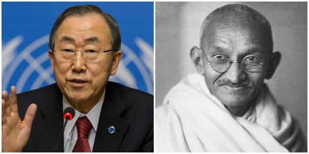 No Dia Internacional da Não Violência, lembrado nesta quinta-feira 2, o secretário-geral da Organização das Nações Unidas (ONU), Ban Ki-moon, lembrou em uma mensagem que o líder indiano, pelo seu exemplo, provou que protestos pacíficos podem surtir muito mais efeito do que a agressão militar