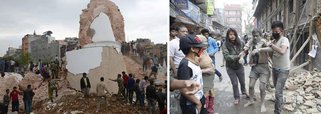 O terremoto de 7,9 graus na escala Richter, que atingiu o Nepal ao meio-dia de hoje (25), no horário local, provocou a morte de 876 pessoas, segundo a agência de notícias France Presse. O número de mortos na Índia chega a 12, com 6 mortos em desabamentos de casas em Uttar Pradesh e 6 em Bihar, ao leste, segundo funcionários do governo. Mas o número de vítimas deve subir, pois há muitos feridos nos dois países; após o terremoto, uma avalanche no Monte Everest matou outras 11 pessoas e cobriu parte da base para os alpinistas com destino ao local