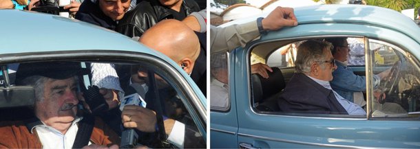 Sheik árabe ofereceu US$ 1 milhão pelo carro do presidente do Uruguai durante a cúpula de países do G77+China, que aconteceu em junho na Bolívia; líder uruguaio, que a princípio não levou a proposta a sério, disse que se a venda for concretizada todo o dinheiro será revertido para o programa social do país Plano Juntos, "ou o que for para favorecer o Uruguai"