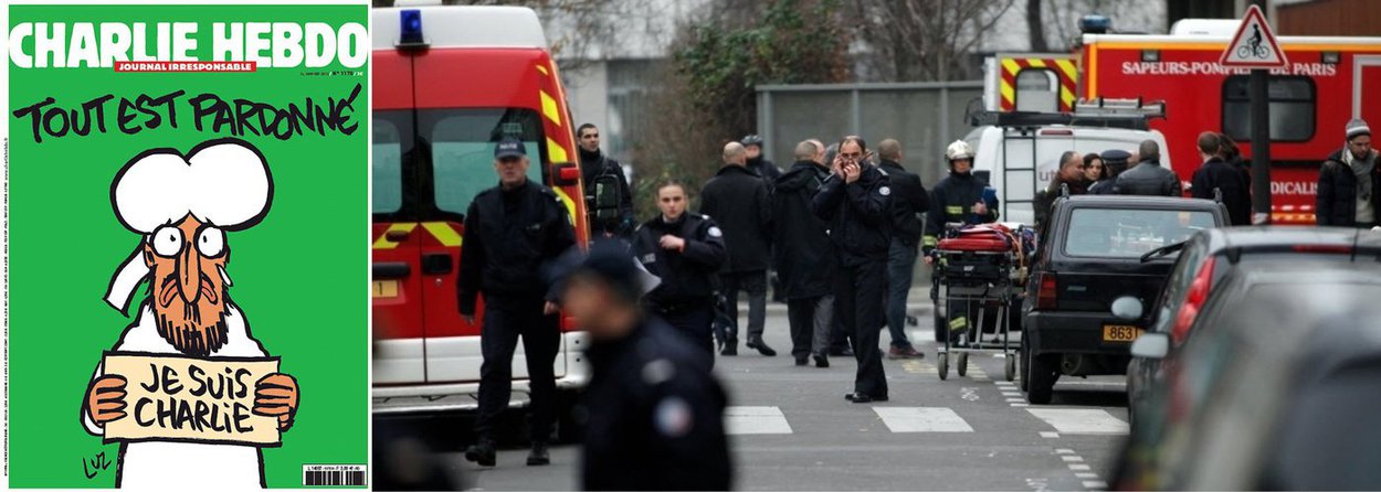 Jornal satírico "Charlie Hebdo" voltará a colocar uma representação do profeta Maomé em sua primeira capa após o atentado em sua redação, que matou 12 pessoas em Paris, na última quarta (7); na nova capa, o profeta do islamismo aparece chorando, com a frase "Je suis Charlie", lema dos protestos contra o ataque; acima da imagem, a frase "Tout est pardonné" (Tudo é perdoado); a primeira edição do semanário francês terá uma tiragem de 3 milhões de exemplares, em vez dos tradicionais 60 mil, em 16 línguas