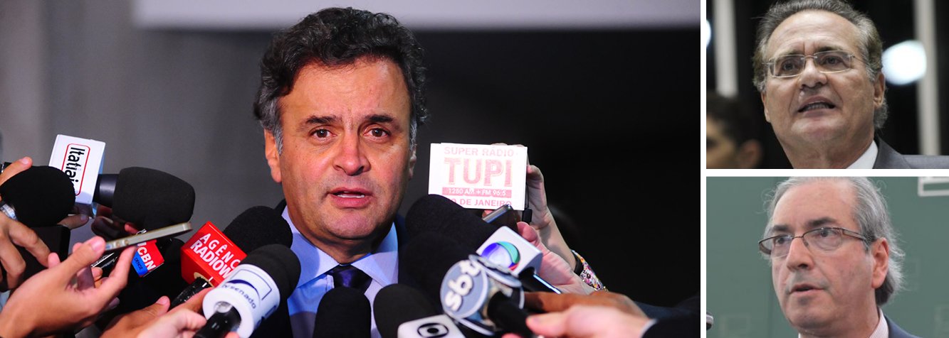 O senador Aécio Neves (PSDB) afirmou, nesta terça (3), que todos devem ter "muita serenidade" diante da chegada dos processos de investigação contra políticos envolvidos no esquema de corrupção que está sendo investigado pela Operação Lava Jato; questionado sobre a inclusão do presidente do Senado, Renan Calheiros, e do presidente da Câmara, Eduardo Cunha, entre os citados nos pedidos de investigação, o tucano sugeriu "aguardar que a Justiça faça o seu trabalho"; a PGR enviou, nesta terça, 28 pedidos para investigar 54 pessoas envolvidas