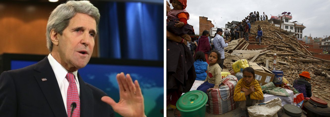 Os Estados Unidos também vão mandar equipes de resposta a desastres em ajuda ao Nepal depois que um terremoto de magnitude 7,9 que matou mais de 1.300 pessoas no país asiático, informou o secretário de Estado dos EUA, John Kerry; "Estamos trabalhando de perto com o governo do Nepal para fornecermos ajuda e assistência", disse, em comunicado
