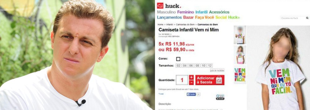 "Acho que errei por não ter criado mais mecanismos para zelar pelos processos e evitar que falhas desse tipo pudessem acontecer. Poderia ficar aqui argumentando sobre o trabalho que tento fazer para fortalecer os valores em que acredito e que nada tem a ver com a mensagem equivocada que a tal falha gerou, mas prefiro pedir humildemente desculpas a quem se sentiu ofendido pelo ocorrido", disse o apresentador global Luciano Huck sobre a camiseta infantil de sua grife com a estampa 'vem ni mim que eu tô facin'