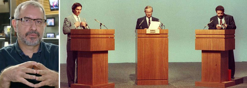 Jornalista Luiz Carlos Azenha relembra o debate presidencial de 1989, quando o operário Luiz Inácio Lula da Silva foi acusado por Fernando Collor de possuir um 'três em um', "Vitrola, toca-fitas e rádio, tudo num mesmo aparelho!", diz ele; "Lembrei-me do episódio ao receber, por e-mail, os links de várias reportagens de O Globo e da Folha sobre o triplex do Lula no Guarujá", diz Azenha, enfatizando que Lula, além de ter renda para adquirir o imóvel, caso decida comprá-lo, possui apenas uma cota do empreendimento